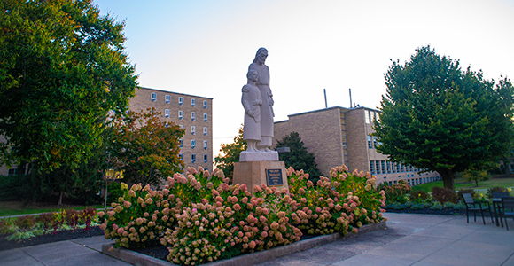 Mount St. Joseph University St. Joseph Statue in quad.
