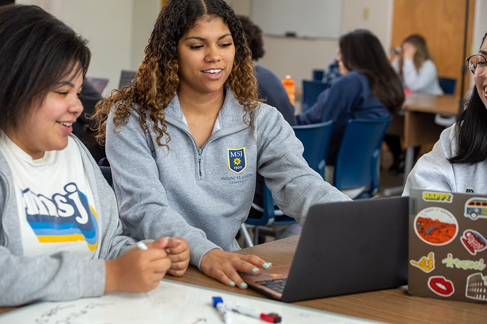 students at desk on laptops