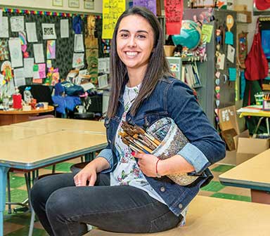 Art Education student teacher in elementary art room