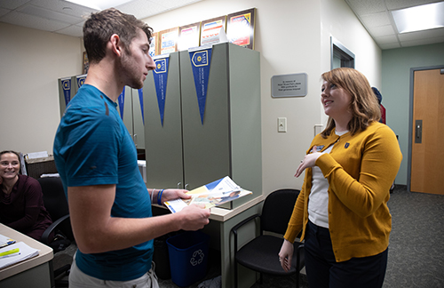 staff member advising student