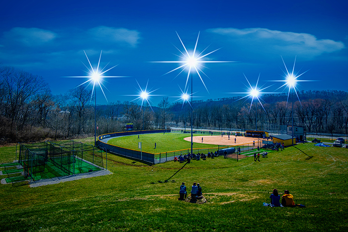 softball complex at night