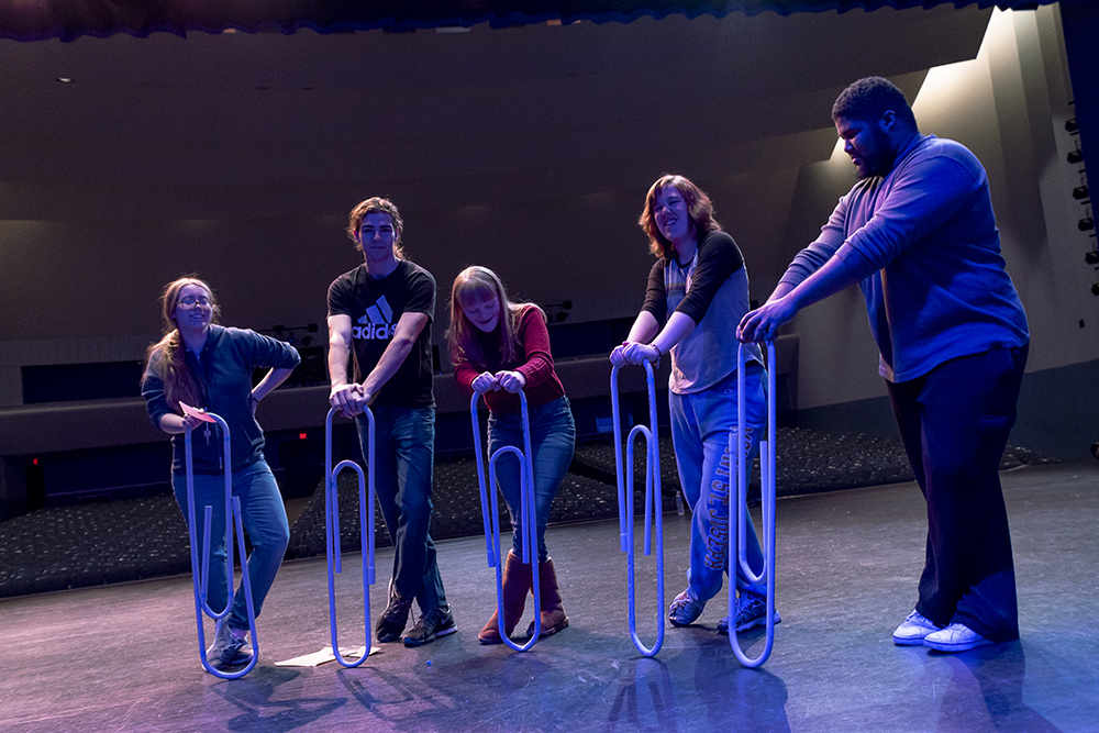 students in theatre lab on stage