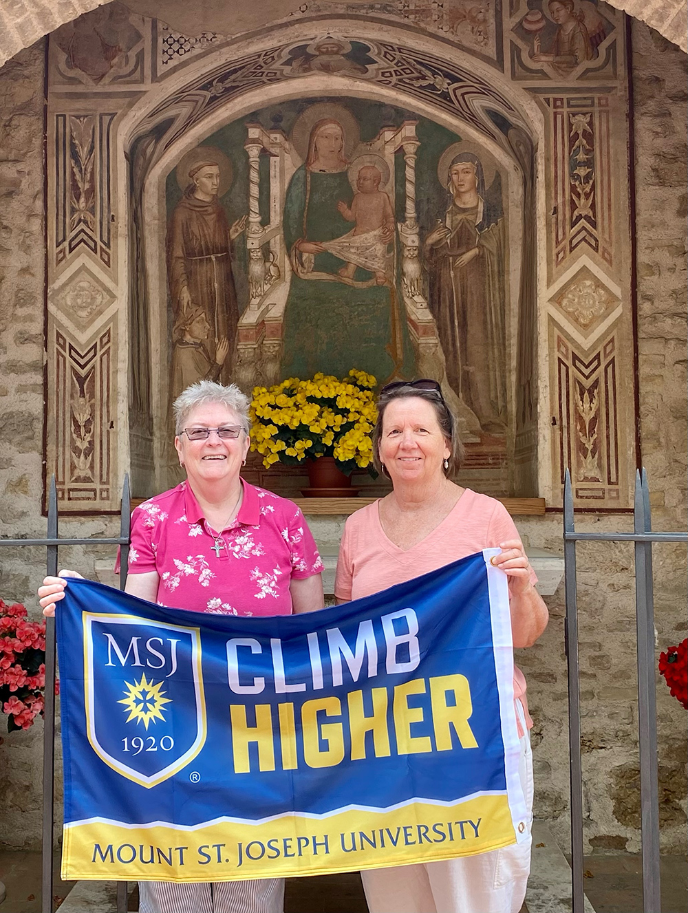 sr. karen in front of san damiano in the vatican.