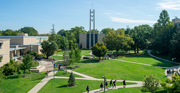 Mount St. Joseph University students in quad.