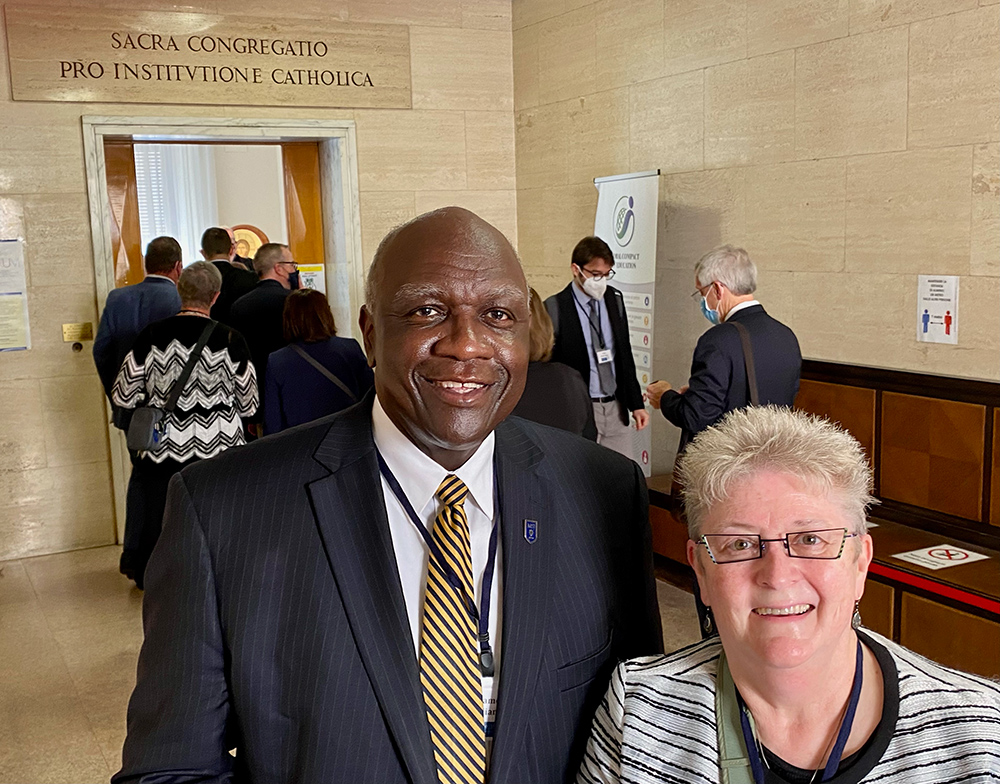 President Williams and Sister Karen smiling in Vatican.
